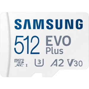 Карта пам'яті Samsung Evo Plus microSDXC 512GB UHS-I U3 V30 A2 + SD адаптер (MB-MC512KA/EU) купити