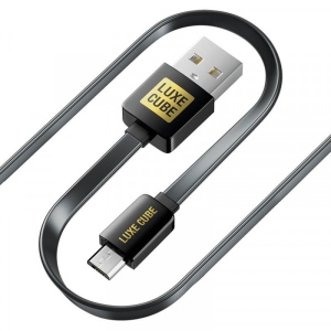 Кабель синхронізації даних Luxe Cube Flat USB-microUSB, 1м, чорний (2231252966013)