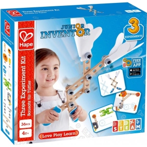 Дерев'яний конструктор Hape Junior Inventor 3 експерименти 37 деталі (E3030)