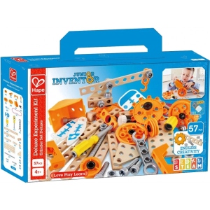 Дерев'яний конструктор Hape Junior Inventor з підсвіткою 57 деталей (E3032)