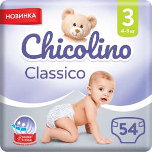 Одноразові підгузки Chicolino Розмір 3 JUMBO Classico (4-9 кг), 54 шт. (Ch6327N)