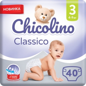 Одноразові підгузки Chicolino Розмір 3 MEDIUM Classico (4-9 кг), 40 шт. (Ch0812N)