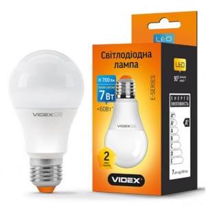 Лампочка світлодіодна Videx A60e 7W E27 3000K 220V (23487)