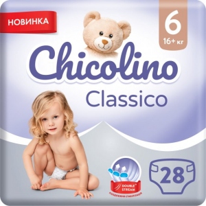 Одноразові підгузки Chicolino Розмір 6 MEDIUM Classico (16+ кг), 28 шт. (Ch0836N)