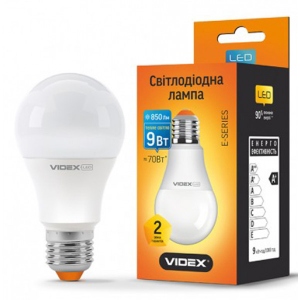 Лампочка світлодіодна Videx A60e 9W E27 3000K 220V (23489)
