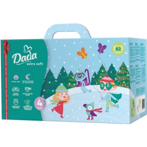 Одноразові підгузки Dada Набор Extra Soft Размер 4 (7-18кг), 92 шт.(46*2) + салфетки влажные с клапаном, 72 шт. (4820174980900)