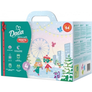 Одноразові підгузки-трусики Dada Набір Extra Soft Розмір 4 (9–15кг), 64 шт.(32*2) + серветки вологі з клапаном, 72 шт. (4820174980870)