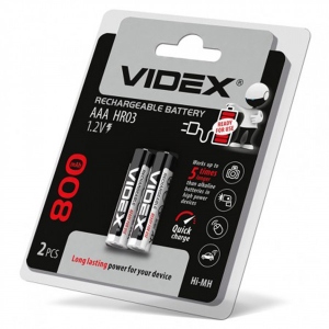 Акумулятор тип AAA Videx HR03/AAA 800mAh Blister 2 шт. (23335)