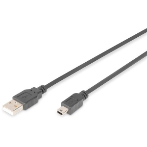 Кабель USB - miniUSB Digitus USB 2.0 AM/miniB 5pin 1.8m Black (AK-300108-018-S)