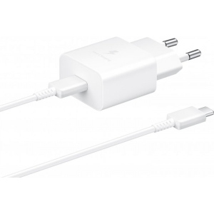 Мережевий зарядний пристрій Samsung 15W Power Adapter with Type-C to Type-C cable White (EP-T1510XWEGRU)
