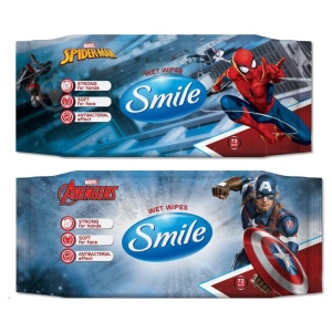 Серветки вологі для дітей Smile MARVEL антибактеріальна, 72 шт. (42139161)