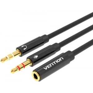 Перехідник аудіо Vention Jack 3.5mm 4pin F -> 2x3.5mm M Black (BBTBY)