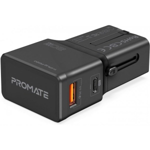 Мережевий зарядний пристрій Promate Triplug-pd20 Black
