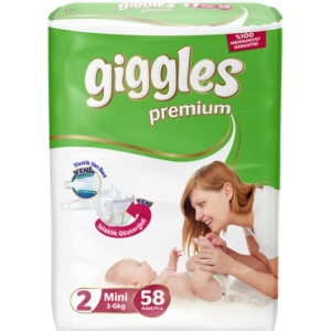 Одноразові підгузки Giggles Premium Mini Розмір 2 (3-6 кг), 58 шт. (1587)