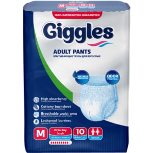 Одноразові підгузки-трусики Giggles для дорослих Medium 70-120 см, 10 шт. (2195)