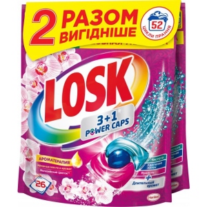 Уцінка - Капсули для прання Losk трио-капсулы Ефирные масла и Малазийский цветок Duo 26+26шт ##