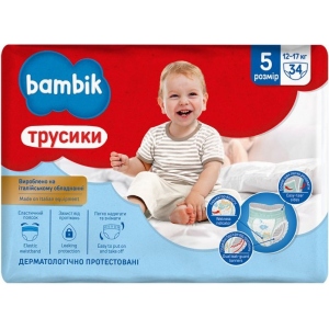 Одноразові підгузки-трусики Bambik Розмір 5 (12-17 кг), 34 шт. (43404800)