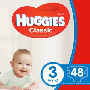 Одноразові підгузки Huggies Classic Розмір 3 (4-9кг) Jumbo, 48 шт.