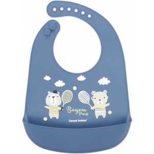 Нагрудник силіконовий Canpol babies Bonjour Paris з карманом, синій (74/027_blu)