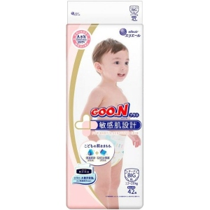 Одноразові підгузки Goo.N Plus на липучках Розмір Big XL (12-20 кг), 42 шт. (843337)
