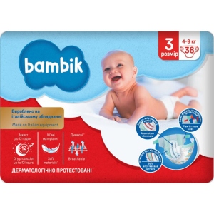 Одноразові підгузки Bambik Розмір 3 (4-9 кг), 36 шт. (43406500)