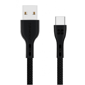 Кабель синхронізації даних Promate USB-USB Type-C Powerbeam-c Black