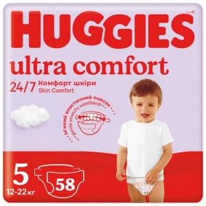 Одноразові підгузки Huggies EU Ultra Comfort Розмір 5 (12-22 кг), Mega 58 шт. (5029053548784) Європейський товар
