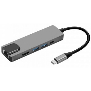 Хаб USB ProLogix 5 in 1 USB3.1 Type C to HDMI+2*USB3.0+USB C PD+Lan (PR-WUC-103B)