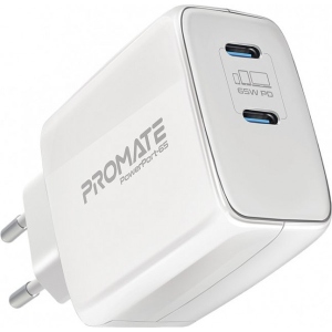 Мережевий зарядний пристрій Promate Powerport-65 White