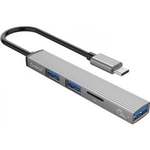 Хаб USB Orico Type-C USB3.0 2xUSB 2.0 TF (AH-12F-GY-BP)