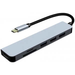 Хаб USB ProLogix USB-C 6 in 1 USB3.1 Type C to HDMI+1*USB3.0+2хUSB2.0+TF+SD HUB (PR-WUC-104B)