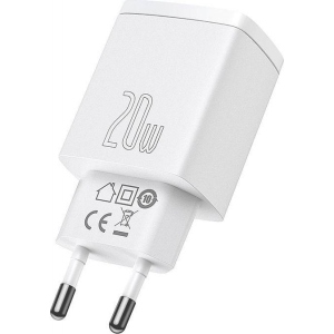 Мережевий зарядний пристрій Baseus Compact Quick Charger U+C 20W EU White (CCXJ-B02)