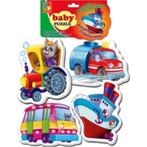 Пазли картонні (до 2 років) Vladi Toys Машини-помічники (рус) (VT1106-08)