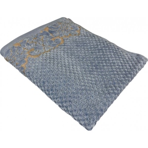 Рушник банний GM Textile Дамаск синій махровий велюр 70х140