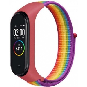 Ремінець для фітнес-браслету BeCover Nylon Style for Xiaomi Mi Smart Band 7 Red-Rainbow (707669) Київ