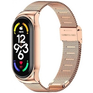 Ремінець для фітнес-браслету BeCover Metal for Xiaomi Mi Smart Band 7 Rose Gold (707496)