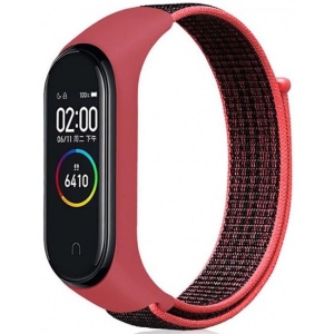 Ремінець для фітнес-браслету BeCover Nylon Style for Xiaomi Mi Smart Band 7 Black-Red (707656)