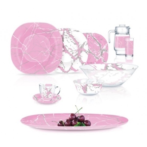 Столовий сервіз Luminarc Marble Pink Silver 46 пр. (Q3933)