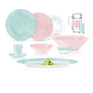 Столовий сервіз Luminarc Amb Fleur Blush Turquoise & Pink 46 пр. (V0184)