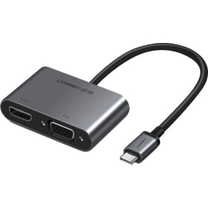Кабель UGREEN CM162 Type-C M - HDMI+VGA Adapter with PD Silver (50505)