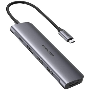 Кабель UGREEN CM136 Type-C M - HDMI+3xUSB+PD Power Converter Gray (50209)
