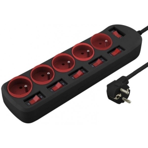 Мережевий фільтр Esperanza 1.5 м Black/Red (ELK101KR)