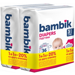 Одноразові підгузки Bambik Medium Розмір 3 (4-9кг), 72 шт. (2*36шт) (43406504)