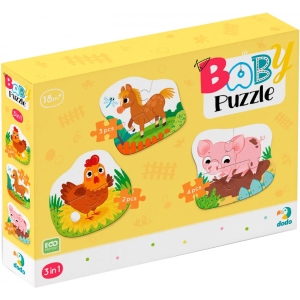 Пазли картонні (3-4 роки) Dodo 3 в 1 День на фермі (300394)