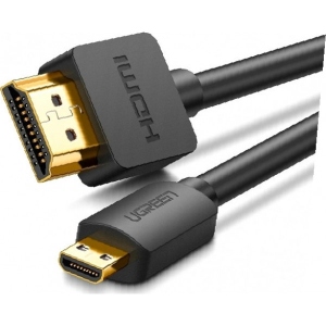 Кабель HDMI UGREEN HD127 microHDMI to HDMI, 1 m, v2.0 UltraHD 4K-3D Black (30148)