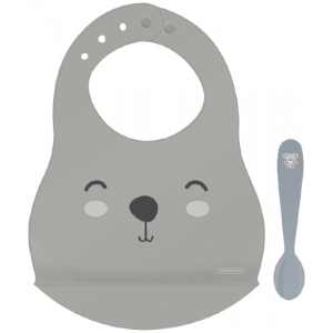 Дитяча ложечка Tramontina Baby Le Petit набір 2 пр. (слинявчик + ложка) Gray (23797/604)
