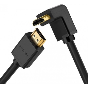 Кабель HDMI UGREEN HD103 HDMI Cable Right Angle 90 Degree 1m Black (10172)