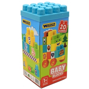 Пластиковий конструктор для малюків Wader "Baby Blocks" Мої перші кубики - 20 шт. картонна коробка (41430)