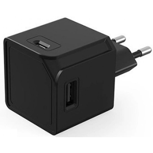 Мережевий зарядний пристрій Allocacoc USBcube Original USB A+C Black (10466BK/EUACMC)
