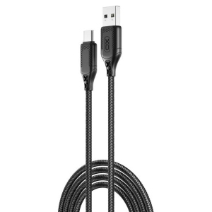 Кабель синхронізації даних XO NB235 Zebra Series Braided USB-A to Type-C 1 m (Чорний)